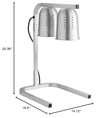 Kratos Commercial Bulb Warmer, Two Bulb Heat Lamp for Food, Silver, 120V, 500 Watts, Countertop Electric Food Warmer for Restaurants (31M-003)