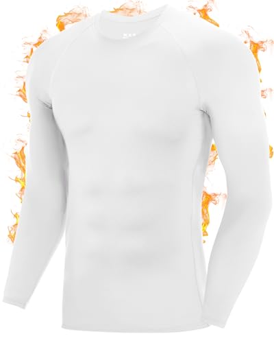Roadbox Men's Thermal Compression Shirts, Long Sleeve Fleece Lined Undershirt, Cold Weather Workout Athletic Base Layer Top