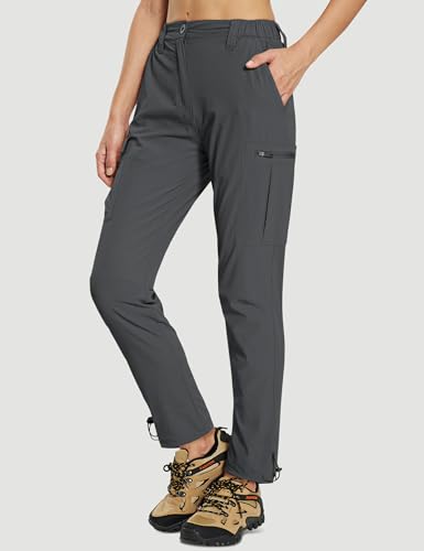 MOURCE Womens Hiking Pants Lightweight - Quick Dry Water Resistant Cargo Pants Women with 7 Pockets & Drawcord Cuffs