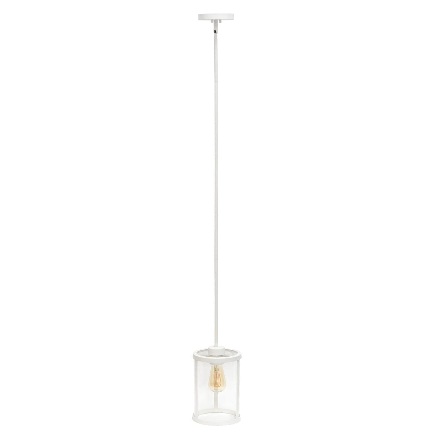 Lalia Home 1-Light Hanging Pendant Fixture, Clear Glass, Metal Accents, 9.25in Modern Farmhouse, White, Model 1270-LHP-3002-WH