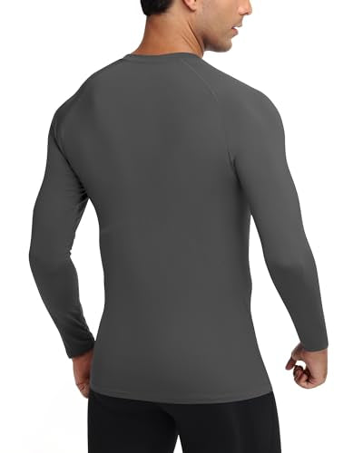 Moozava Mens Compression Shirt Long Sleeve Quick Dry Athletic Workout Gym T-Shirt SPF Running Top Sport Undershirt Base Layer