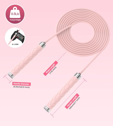 Jump Rope for Fitness, AUMCDIK Speed Skipping Rope for Women Men, Adjustable Jumping Rope with Alloy & Silicone Handle for...