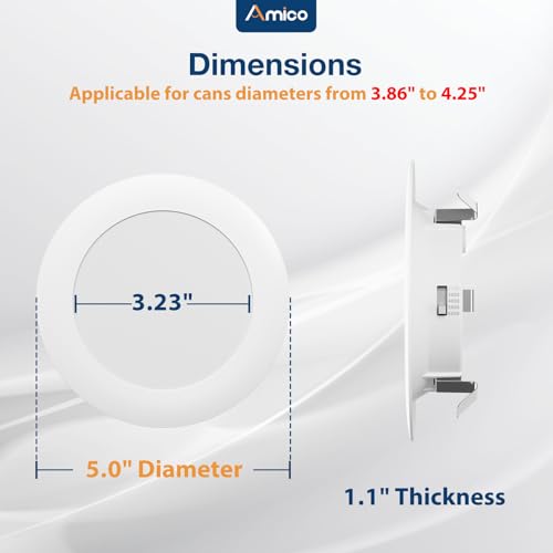 Amico Recessed Lighting 4 Inch, 12 Pack 5CCT Flat LED Can Lights, 2700K/3000K/4000K/5000K/6000K Selectable, 7W=60W, 700LM ...