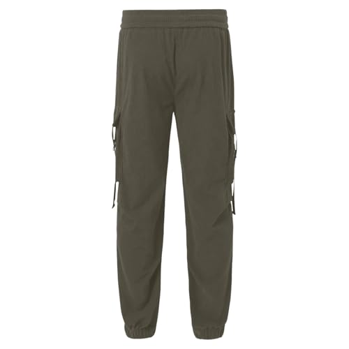 Corduroy Cargo Pants Mens Casual Drawstring Elastic Waist Tapered Pants Loose Fit Lightweight Joggers Trousers with Pockets
