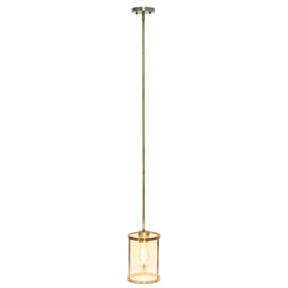 Lalia Home 1-Light Pendant Fixture, Adjustable, Clear Glass, Antique Brass, 9.25in Height, Model 1270-LHP-3002-AB