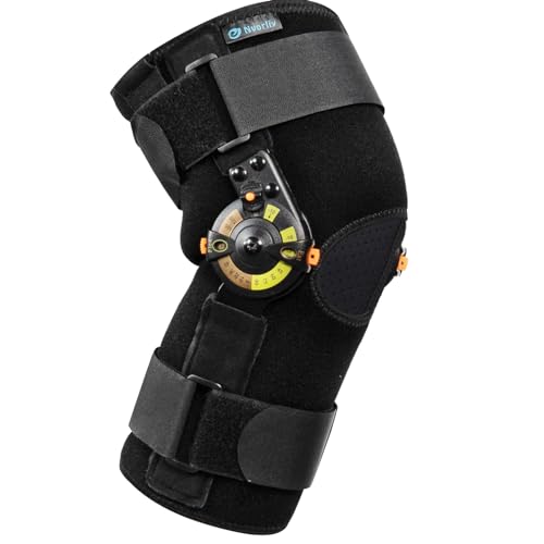 Nvorliy Hinged ROM Knee Brace with Side Stabilizers & Locking Dials, Post Op Knee Immobilizer for Arthritis, ACL, MCL, PC...