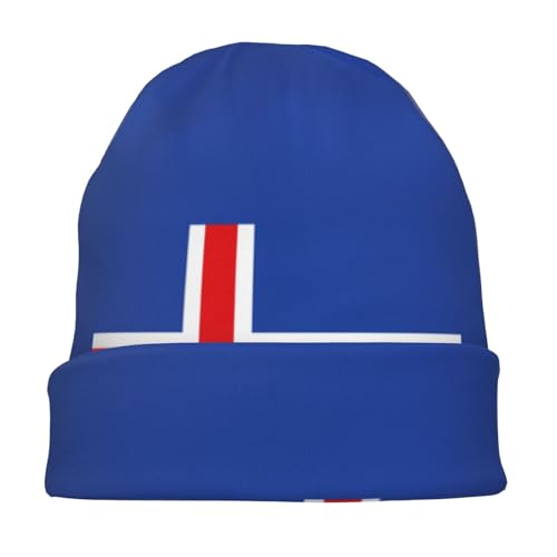 sackhg Flag of Iceland Print Winter Beanie Hat Men Women Soft Lightweight Thermal Cap for Outdoor Skiing Wear Black
