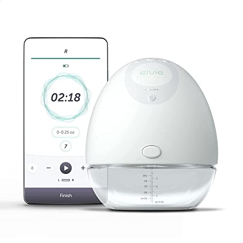 Elvie - Single, Wearable Breast Pump w/App - The Smallest & Quietest - Portable - Hands Free & Discreet - Automated w/Four...