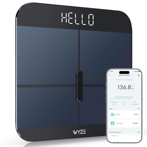 Wyze Smart Scale X - Digital Bathroom Scale for Body Weight, BMI, Body Fat, Muscle Mass, Heart Rate Monitor | Sync with He...