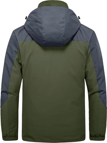 Kugnala Mens Winter Skiing Jacket 3 in 1 Waterproof Warm Snow Fleece Lining Coat Hooded Windproof Jacket S-6XL