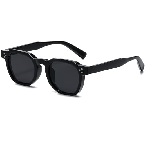 AIEYEZO Retro Sunglasses for Womens Mens Square Thick Framed Shades Trendy Vintage Sun Glasses
