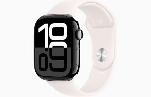 Apple Watch Series 10 [GPS + Cellular, 46mm] - Jet Black Aluminum Case with Light Blush Sport Band, S/M (Renewed)