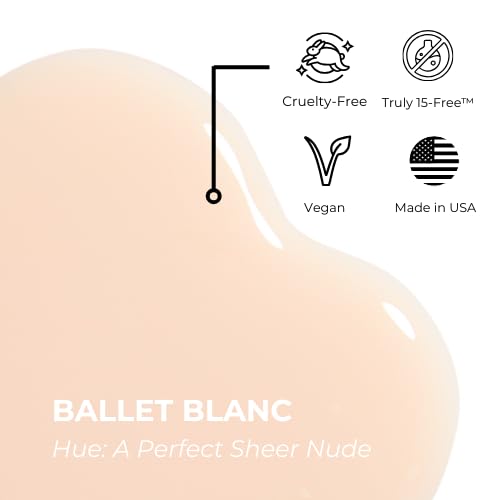 Huella Vegan Nail Polish, Clean Beauty, 15-Free & Cruelty-Free - Longwear, Glossy Finish, Chip-Resistant, Lacquer (Ballet Blanc)