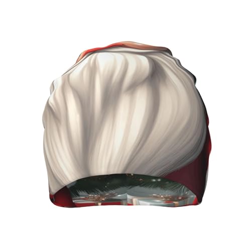 Christmas Traditional Gnome Print Beanie Hat for Men and Women Stretchy Slouchy Winter Warm Cap Headwear Accessory Black