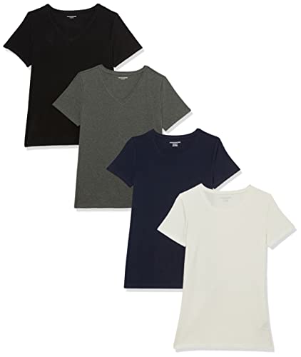 Amazon Essentials Women's Regular-Fit Short-Sleeve T-Shirt (Crewneck and V-Neck Options), Multipacks