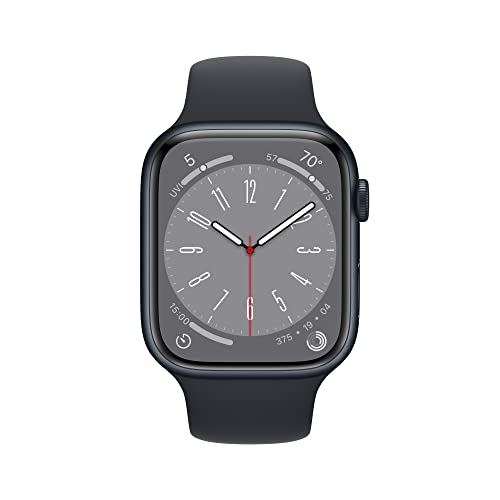 Apple Watch Series 8 [GPS, 45mm] - Midnight Aluminum Case with Midnight Sport Band, M/L (Renewed)