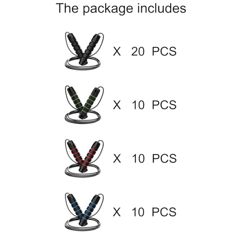 Bulk 50 Pack Jump Ropes, Steel Cable with Ball Bearings for Tangle-Free Rapid Speed Jumping, Adjustable Skipping Rope with...
