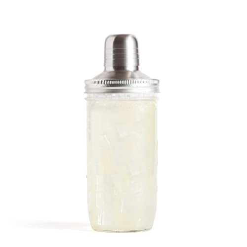 Jarware Mason Jar Cocktail Shaker Lid For Wide Mouth Mason Jar, Stainless Steel