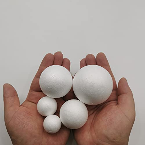 50 Pack Craft Foam Balls, 5 Sizes(1-2.4 Inches), White Polystyrene Smooth Round Balls, Foam Balls for Arts and Crafts, Chr...