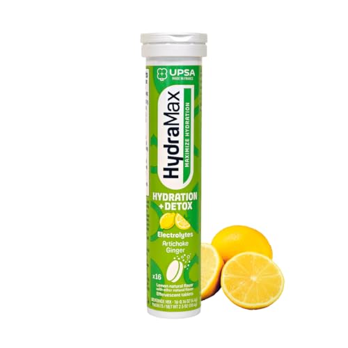 Upsa Hydramax, Hydration+Detox 16 Tablets, 4 Electrolytes, Artichoke & Ginger Extracts + Vitamin C for Natural Detox Support