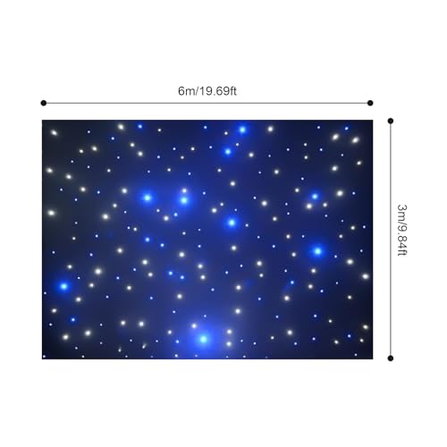 DMX512 LED Star Stage Backdrop, 8CH 30W 6X3M Foldable Starlight Wedding Curtain Background Starry Sky Velvet Backdrops w/C...
