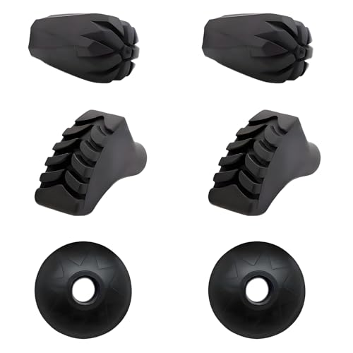 6Pcs Trekking Pole Tips Replacement Protectors, Rubber Feet for Hiking Pole Tips Rubber Tips Accessories, Fits Most Standa...