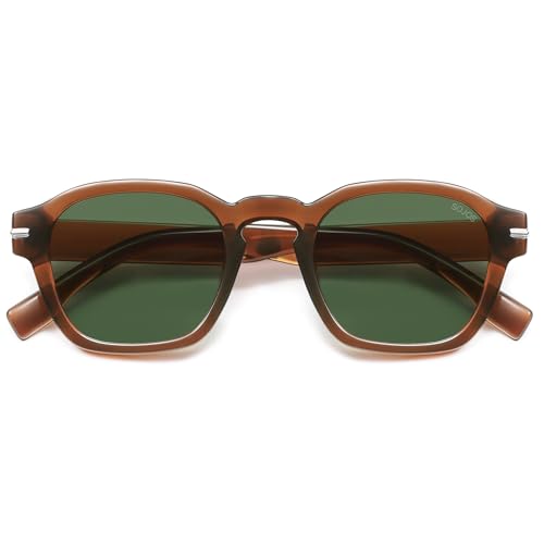 SOJOS Vintage Retro Square Polarized Sunglasses Men Standard Fit Trendy Womens Sun Glasses SJ2382