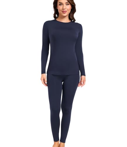 wirarpa Women's Fleece Lined Thermal Underwear Set Long Johns Base Layer Set for Women Winter Top Bottom