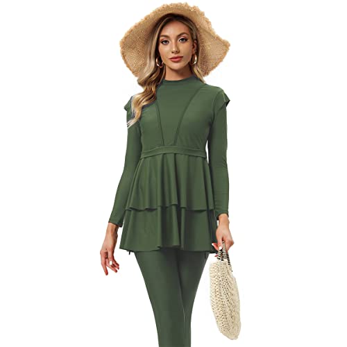 Muslim Swimsuits for Women Modest Islamic Swimwear Burkini Full Cover Hijab Top Pants with Swimming Cap Bathing Suits