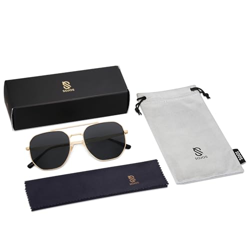 SOJOS Classic Square Aviator Sunglasses for Women Men Retro Hexagon UV400 Protection Shades SJ1222