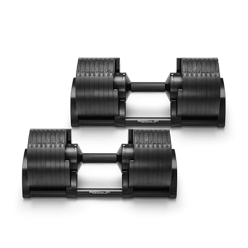 NÜOBELL® Adjustable Dumbbell Set, 5-50 LB or 5-80 LB, Easy Twist 2024-25 Model, All-In-One Weights Set (Pair) for Home, Or...