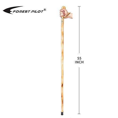 FOREST PILOT Root Head Wooden Walking Stick with Old Man Face Carving(Nature Color, 55 Inches, 1 Piece