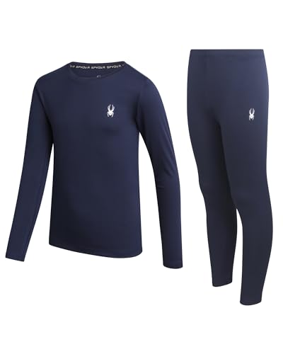 Spyder Kids Thermal Underwear Set - 2 Piece Moisture Wicking Insulated Girls Boys Thermal Set Base Layer Long Johns for Kids