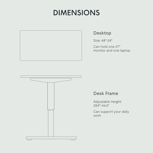 FLEXISPOT EN1 One-Piece Standing Desk, 48"x24" Seamless Desktop Electric Height Adjustable for Home Office, Study Rooms & ...