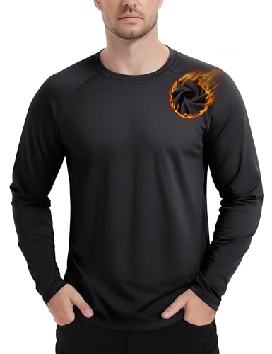 TACVASEN Men's Thermal Shirt Long Sleeve Fleece Lined Base Layer Lightweight Athletic Undershirt Winter Tops Workout