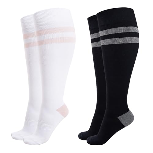 Momcozy Compression Socks for Women Wide Calf, 15-20mmHg Knee High Support Socks for Pregnancy, Nurses, Travel, Flying