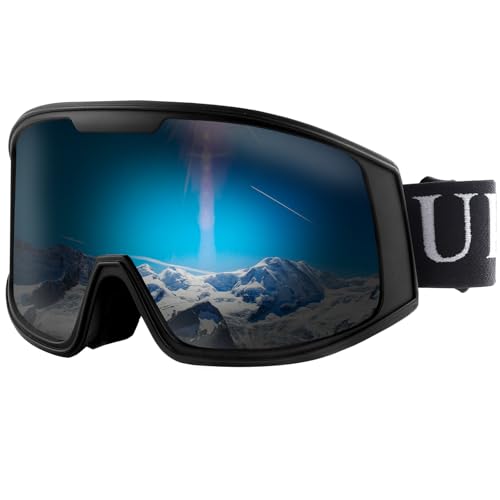 Ukoly Ski/Snowboard Goggles for Men Women, Snow Goggles HD Lens Anti-Fog Coating OTG Design UV400 Protection Windproof