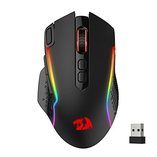 Redragon M810 Pro Wireless Gaming Mouse, 10000 DPI Wired/Wireless Gamer Mouse w/Rapid Fire Key, 8 Macro Buttons, 45-Hour R...