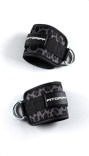 Fitgriff® Ankle Straps V1 for Cable Machine (2 Pieces) - Gym Workout Equipment - Leg Pulley Attachment, Kickback Straps