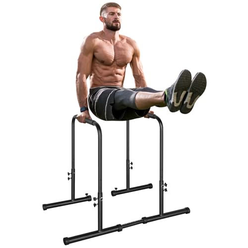 LSKSSNG Dip Stand Station, Adjustable Height Dip Station for Strength Training, Heavy Duty Steel Parallel Push Up Stand, H...