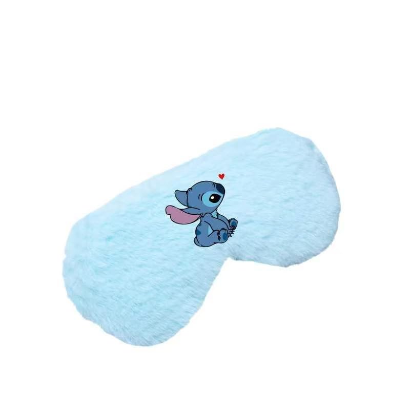 Cute Stitch Eye Masks for Sleep, Cartoon Plush Blindfold, Soft Funny Travel Eye Cover (Blue)