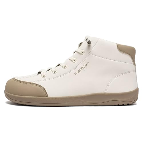 HOBIBEAR Leather Barefoot Boots Zero-Drop Wide Width Minimalist Shoes Unisex Mid Top Walking Boots