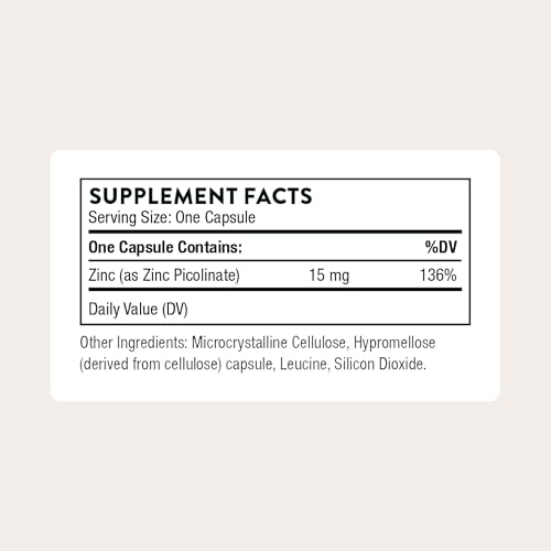 THORNE - Zinc Picolinate 15mg - Highly Absorbable Zinc Supplement - Supports Wellness, Immune System, Eye, Skin, and Repro...