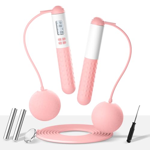Cordless Weighted Jump Rope with Counter – Adjustable Ropeless Skipping Rope for Fitness, Indoor & Outdoor Jumping Rope fo...