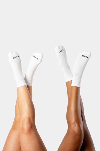 Kamo Fitness Daily 4-Pack – Women's Ankle Socks, Athletic Half Crew, Cotton Mid-Calf, Cushioned Sole, Seamless Toe, Size 5-9