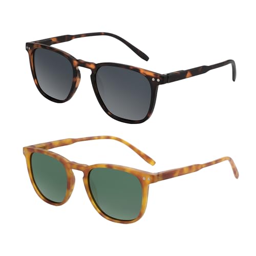 ZENOTTIC Polarized Sunglasses for Women Men: Retro Shades Round | Square Frame UV Protection 2 Pack