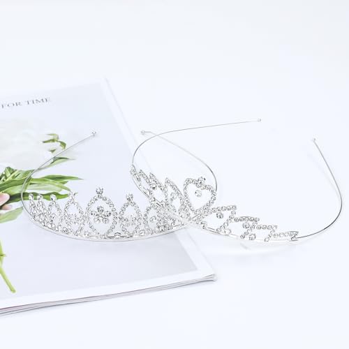 Lawie 8 Pack Birthday Tiaras for Girls, Rhinestone Crystal Princess Crowns, Silver Headbands Tiara, Party Dance Homecoming...