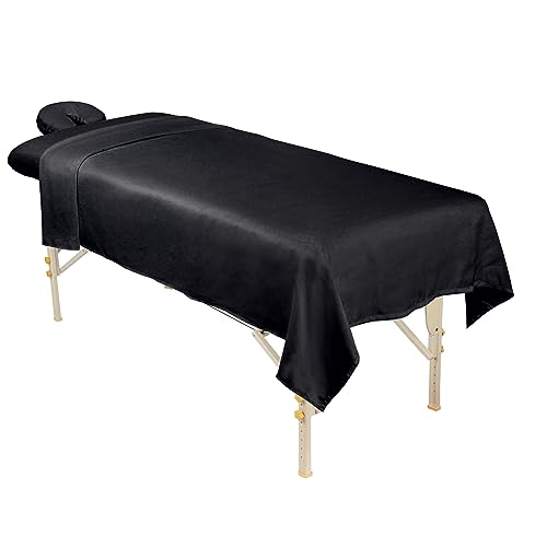 ForPro Professional Collection Premium Microfiber 3-Piece Massage Sheet Set, Black, Ultra-Light, Stain, and Wrinkle-Resist...