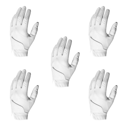 Scratch Cabretta Leather Mens Golf Gloves (5 Pack) Logo Free, Durable & Soft, Small Medium Large X-Large
