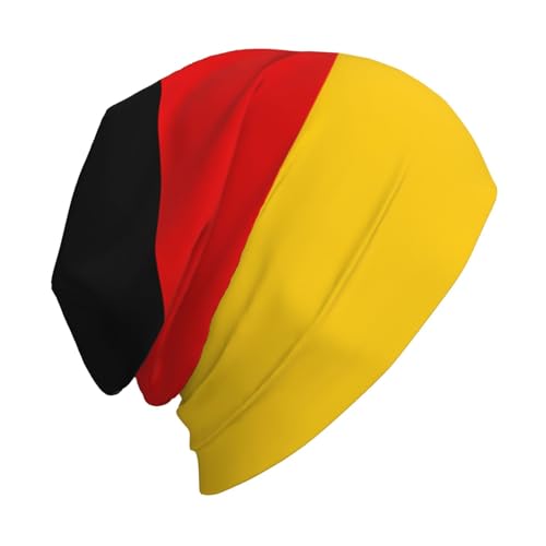 sackhg German Flag Print Winter Beanie Hat Men Women Soft Lightweight Thermal Cap for Outdoor Skiing Wear Black